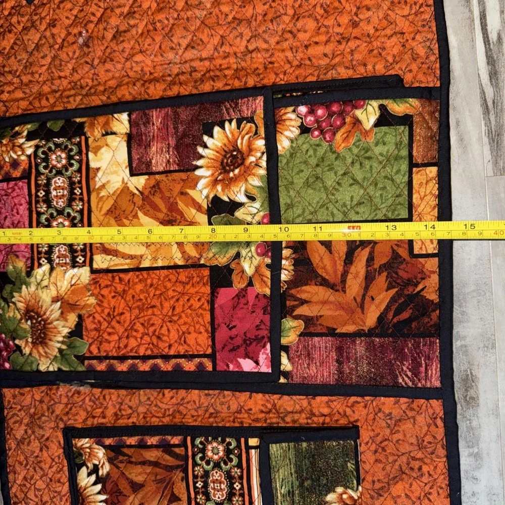 Handmade Quilted Casserole Dish Carrier Handles  Utensil Pocket Floral Orange
